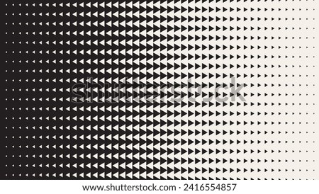 Abstract Geometric Triangles Pattern. Hipster Fashion Design Print Triangle Pattern. Halftone Effect Background. Black and White Arrows Pointing Left and Right. Vector Illustration.