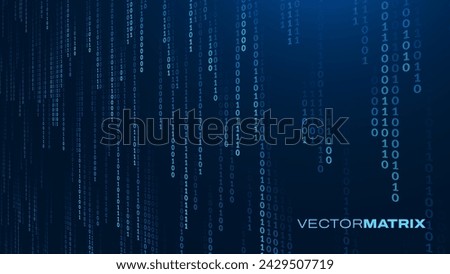 Abstract Matrix Technology Background. Binary Computer Code. Programming, Coding, Hacker Concept. Binary Numbers 0 and 1 Falling. Vector Background Illustration.