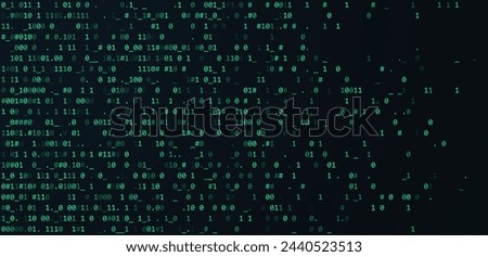 Green Binary Data Software Programming Code Background. Random Parts of Program Code. Digital Data Technology Concept. 1 0 Machine Code. Random Binary Data Matrix Wide Vector Illustration.