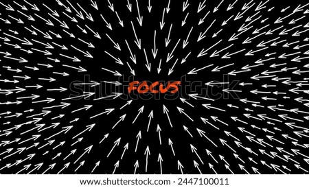 Arrows Pointing to the Center. Dynamic Arrow Symbols. Focus on Your Goal Target. Focus Concept. Radial Lines Design Element. Alternating Grid Pattern. Vector Illustration.