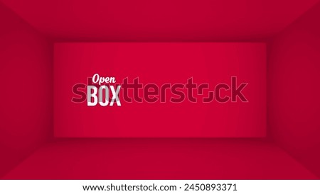 Red Open Box Top View. Inner Space of the Gift Box. Red Empty Room Interior. Vector illustration