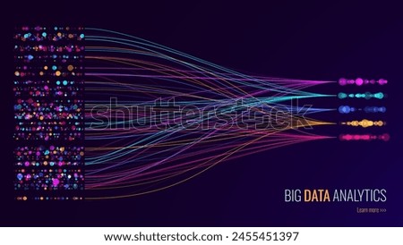 Neural Network Artificial Intelligence Business Analytics. Big Data. Technology Data Science Machine Learning Concept. Querying Analyzing Visualizing Complex Information Chart. Vector Illustration.