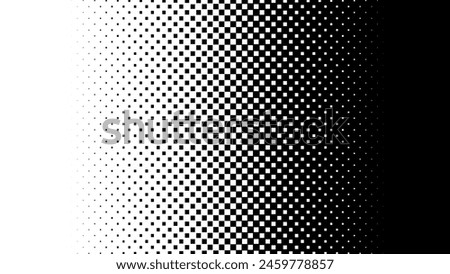 Halftone Square Pixels Pattern. Faded Shade Background. Grid Gradation BG. Black Screentone Diffuse Background. Overlay Texture. Abstract Pattern for Design Comic Prints. Vector Illustration.