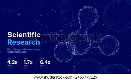 Biology Cell Scientific Medical Research Background. Science Blue Cells Backdrop with Depth of Field Blur Particles Effect. Futuristic Plant Microbiology. Blue Virus Cells Vector Illustration.