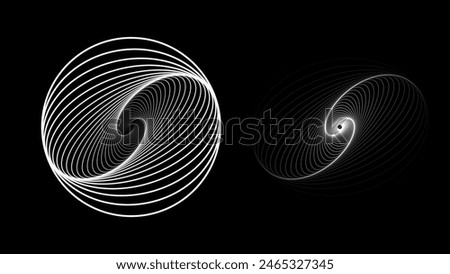 Abstract Circular Geometric Shape. Lines Circle Design. Round Dynamic Shape. Spiral Vector Illustration. Lines in Round Circle Form. Black and White Minimal Style Geometric Design.