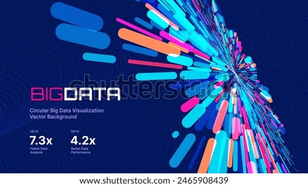 Big Data Technology Lines. Digital Data Flow Vector Background. 5G Wireless Data Transmission. High Speed of Light Trails. Information Flow in Virtual Reality Cyberspace. Vector Illustration.