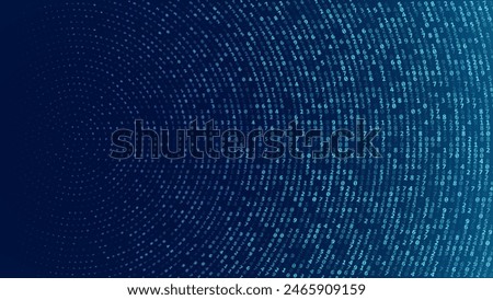 Abstract Numbers Circular Matrix Background. Binary Computer Machine Code On Arcs. Coding Programming Hacker Concept. Computer Science or Network Security Education Vector Background Illustration.