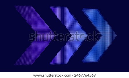 Digital Arrows Pointing To The Right. Abstract Technology Background. Hi-Tech Business Presentation Template. Vector Illustration.