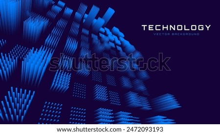 Hi Tech Network Connection Blue Lines Grid. 3D Technology Style Banner Design. Technology Vector Illustration. Futuristic Design for Technology or Science Event. 