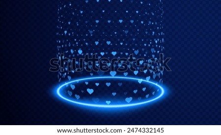 Heal Up and Healing Aura Ring Game Effect. Heart Signs Lighting and Bright VFX Aura. Glowing Neon Energy. Teleport Circle Effect. Vector Illustration.