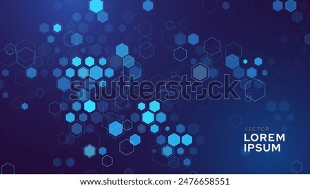 Abstract Digital Blue Hexagons Business or Science Background. Medical Research or Tech Innovation Online Webinar Presentation Event. Conference or Forum Vector Illustration Backdrop.