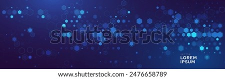 Abstract Digital Blue Hexagons Business or Science Background. Medical Research or Tech Innovation Online Webinar Presentation Event. Conference or Forum Vector Illustration Backdrop.