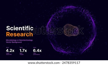 Biology Cell Scientific Medical Research Background. Science Blue Cells Backdrop with Depth of Field Blur Particles Effect. Futuristic Plant Microbiology. Blue Virus Cells Vector Illustration.