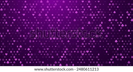 Cards Signs Random Pattern Casino Background. Symbols of Playing Cards Spades, Hearts, Diamonds, Clubs. Casinos Business Advert Vector Design Background. Gambling Concept.