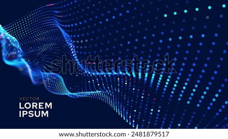 Cyber Big Data Flow Particles Tech Business or Science Background. Medical Research or Tech Innovation Online Webinar Presentation Event. Conference or Forum Vector Illustration Backdrop.