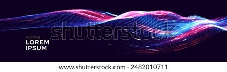 Cyber Big Data Flow Particles Tech Business or Science Background. Medical Research or Tech Innovation Online Webinar Presentation Event. Conference or Forum Vector Illustration Backdrop.