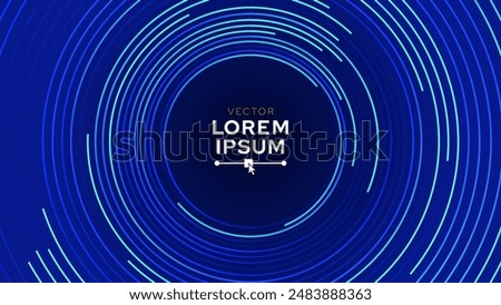 Abstract Circular Line Trails Moving in Circle. Blue Digital Business or Science Background. Medical Research or Tech Innovation Online Webinar Presentation Event. Conference or Forum Vector.