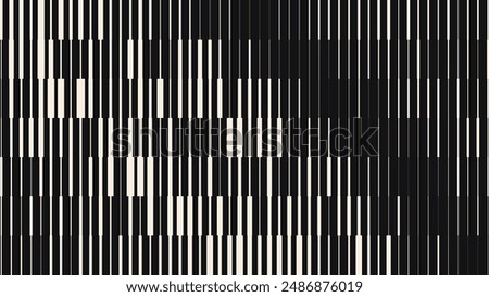 Line Halftone Gradient Effect Pattern. Vertical Straight Lines Background. Black and White Abstract Texture with Parallel Stripes Thick to Thin. Vector Illustration.