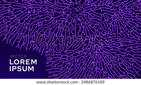 Mycelium Fungus Macro Pattern. Fungus Scientific Medical Research Background. Science Macro Pattern Backdrop. Futuristic Plant Microbiology Healthcare. Vector Illustration.