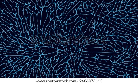 Mycelium Fungus Macro Pattern. Fungus Scientific Medical Research Background. Science Macro Pattern Backdrop. Futuristic Plant Microbiology Healthcare. Vector Illustration.