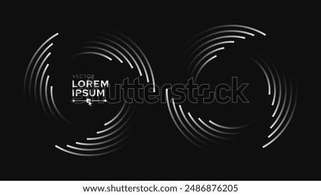 Abstract Background Art Spiral Speed Lines Trails in Circle Form. Round Tech Banner Design. Vector Illustration.