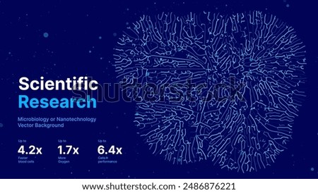 Mycelium Fungus Macro Pattern. Fungus Scientific Medical Research Background. Science Macro Pattern Backdrop. Futuristic Plant Microbiology Healthcare. Vector Illustration.