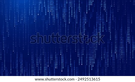 Abstract Binary Software Programming Code Background. Random Parts of Program Code. Digital Data Technology Concept. Random Binary Data Matrix Wide Vector Illustration.