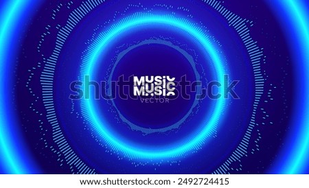 Abstract Sound Wave Circle Round EQ Background. Digital Music BG. Dynamic Music Wavy Lines Flow. Digital Equalizer. Round Sound Data Visualization. Abstract Vector Background.