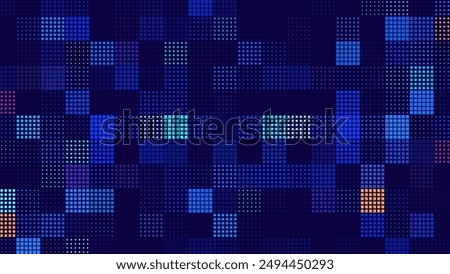 Abstract Digital Technology Futuristic Background. Square Pixels Halftone Pattern Tech Mosaic. Technology or Science Research Presentation Backdrop. Vector Illustration.