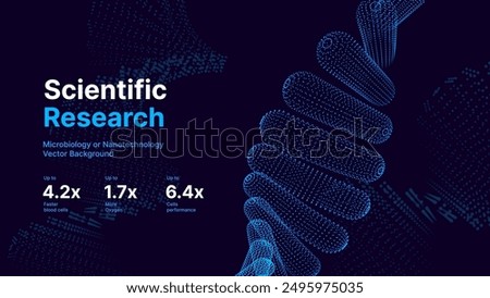 Abstract DNA Molecule Helix Spiral Wave Blue Background. Medical Science Concept, Genetic Biotechnology, Chemistry Biology, DNA Gene. Vector Illustration.