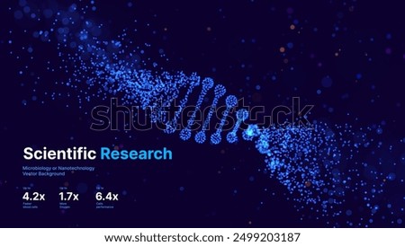 Abstract DNA Molecule Helix Spiral Wave Blue Background. Medical Science Concept, Genetic Biotechnology, Chemistry Biology, DNA Gene. Vector Illustration.