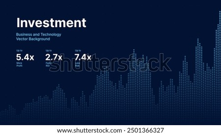 Business Invest Finance Graph Chart of Stock Market Trading Blue Background. Digital Financial Investment Backdrop. Graph Stock Market Lines. Vector Illustration.