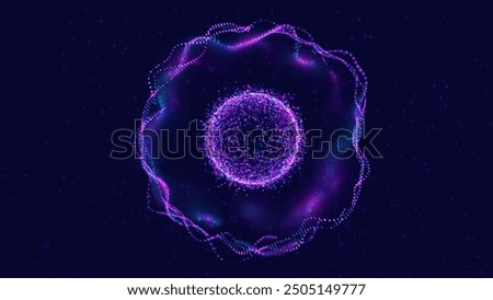 Nanotechnology. Abstract Physics Atom Proton Particle. Light Plasma Ball. Science Microscope Background. Virus Cell. Medical Science and Tech Inspired Abstract Background. Vector Illustration.