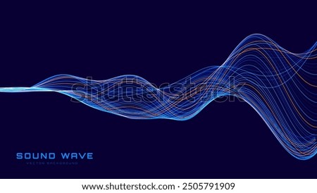 Smooth Flowing Dynamic Sound Wave Blue Technology Background. Abstract Digital EQ Equalizer. Artificial Intelligence AI Assistant Voice Recognition Sound Wave Vector Illustration. 