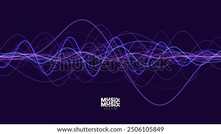 Smooth Flowing Dynamic Sound Wave Blue Technology Background. Abstract Digital EQ Equalizer. Artificial Intelligence AI Assistant Voice Recognition Sound Wave Vector Illustration. 