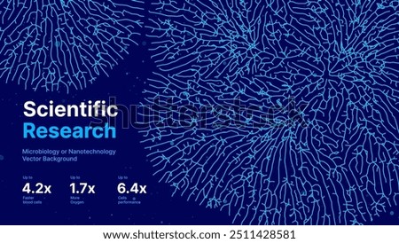 Mycelium Fungus Macro Pattern. Fungus Scientific Medical Research Background. Science Macro Pattern Backdrop. Futuristic Plant Microbiology Healthcare. Vector Illustration.