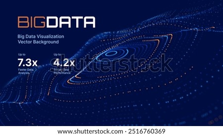 Abstract Digital Technology. Circles Data Flow. Futuristic Circular Sound Wave. Big Data Visualization. 3D Virtual Space VR Cyberspace. Crypto Currency Blockchain Concept. Vector Illustration.