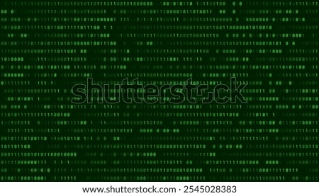 Abstract Binary Software Programming Code Background. Random Parts of Program Source Code. Binary Digits Matrix. Digital Data Cyber Security Technology Concept. Ultra Wide Vector Illustration.