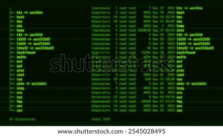 Linux Unix Terminal CLI Utility Program Vector Illustration. Command Line Interface. List of Unix File Structure. System Programming Concept. Bash Shell.