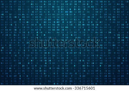 Abstract Blue Technology Background. Binary Computer Code. Programming / Coding / Hacker concept. Vector Background Illustration.