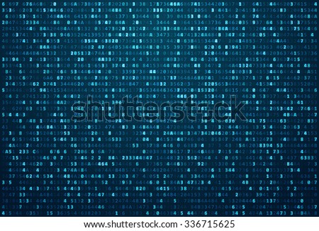Abstract Blue Technology Background. Binary Computer Code. Programming / Coding / Hacker concept. Vector Background Illustration.