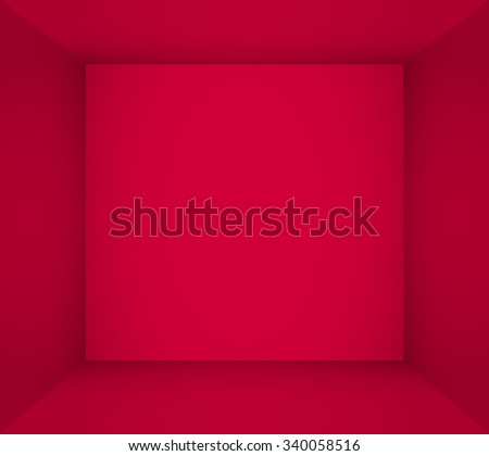 Box Top View. Inner Space of the Gift Box. Red Empty Room Interior. Vector illustration