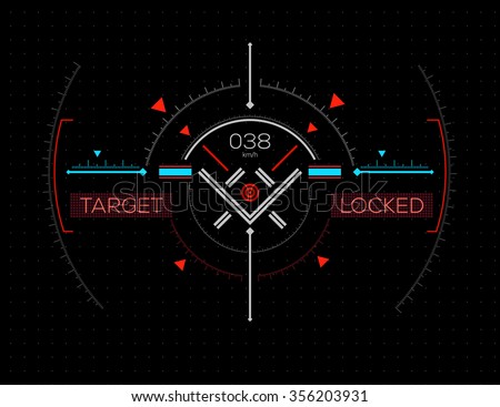 Target Locked Heads-Up Display - HUD. Sci-Fi User Interface. Vector Illustration.
