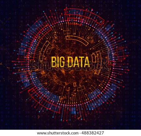 Big Data Visualization. Abstract Background with Dots Array and Lines. Connection Structure. Vector Illustration.