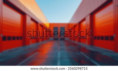 Similar – Image, Stock Photo Bright red steel doors in the shimmering silver corrugated metal façade of a modern aircraft hangar at the glider airfield in Oerlinghausen near Bielefeld on Hermannsweg in the Teutoburg Forest in East Westphalia-Lippe