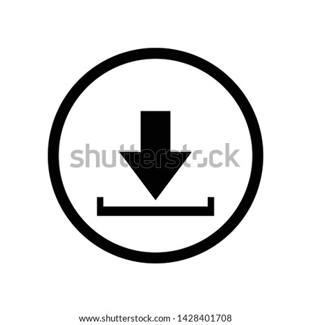 Download Icon. Simple Flat Symbol In Circle. Vector Illustrated Sign - Vector