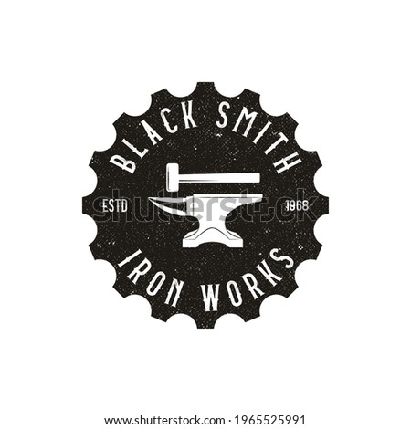 Blacksmith Iron Anvil Foundry vintage retro logo design