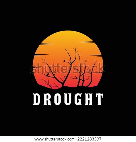 drought dry tree with bird sunset logo symbol icon vector graphic design illustration idea creative