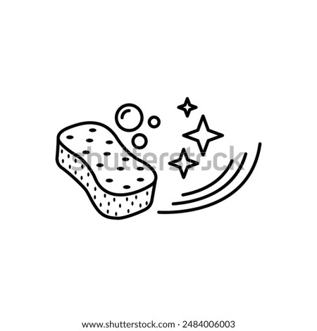 Cleaning sponge linear icon. Kitchen sponge. Thin line illustration on white background. Surface wiping, disinfection.