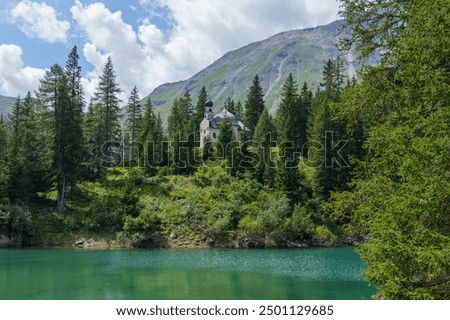 Similar – Image, Stock Photo 1600 | Mountain lake with clouds hanging low in the mountain